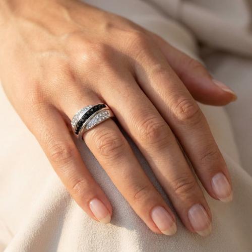 Сребърен пръстен с кристали от Sw® Charles Crystal 