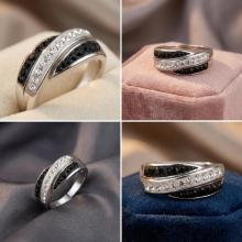 Сребърен пръстен с кристали от Sw® Charles Jet Сребърен пръстен с кристали от Sw® Charles Jet