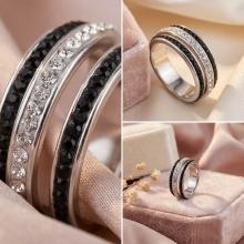 Сребърен пръстен Mary с кристали от Sw® Jet and Crystal