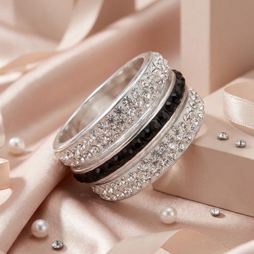 Сребърен пръстен с кристали от Sw®  SP645 Crystal and Black