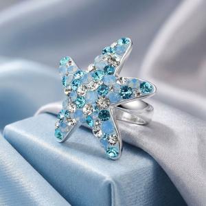 Сребърен пръстен с кристали от Sw® SP646 Deep Blue