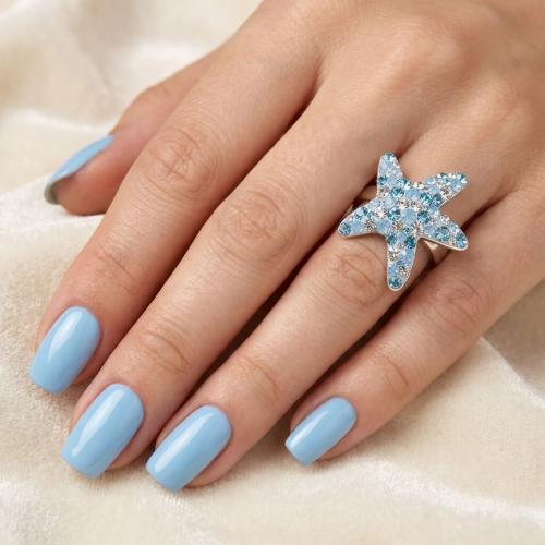 Сребърен пръстен с кристали от Sw® SP646 Deep Blue