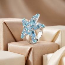 Сребърен пръстен с кристали от Sw® SP646 Deep Blue