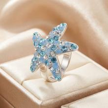 Сребърен пръстен с кристали от Sw® SP646 Deep Blue