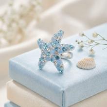 Сребърен пръстен с кристали от Sw® SP646 Deep Blue