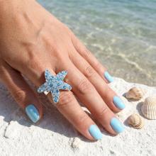 Сребърен пръстен с кристали от Sw® SP646 Deep Blue