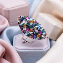 Сребърен пръстен с кристали от Sw®  SP647 Color Drops