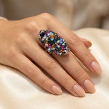 Сребърен пръстен с кристали от Sw®  SP647 Color Drops