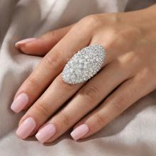 Сребърен пръстен с кристали от Sw®  SP647 White Opal and Crystal