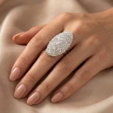 Сребърен пръстен с кристали от Sw®  SP647 White Opal and Crystal