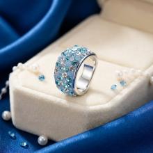Сребърен пръстен с кристали от Sw® SP648 Deep Blue Сребърен пръстен с кристали от Sw® SP648 Deep Blue