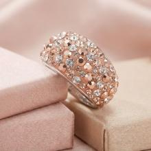 Сребърен пръстен с кристали от Sw® SP648 Peach Gold Сребърен пръстен с кристали от Sw® SP648 Peach Gold