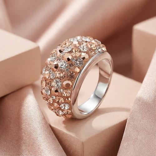 Сребърен пръстен с кристали от Sw® SP648 Peach Gold