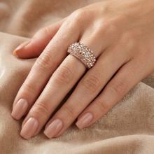 Сребърен пръстен с кристали от Sw® SP648 Peach Gold Сребърен пръстен с кристали от Sw® SP648 Peach Gold