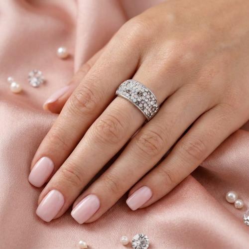 Сребърен пръстен с кристали от Sw® SP648 Silver Shade