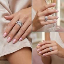 Сребърен пръстен с кристали от Sw® SP648 Silver Shade