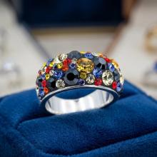 Сребърен пръстен с кристали от Sw® SP648 Vivid Spring