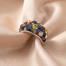 Сребърен пръстен с кристали от Sw® SP648 Vivid Spring
