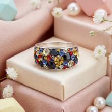 Сребърен пръстен с кристали от Sw® SP648 Vivid Spring