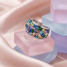 Сребърен пръстен с кристали от Sw® SP648 Multicolor Сребърен пръстен с кристали от Sw® SP648 Multicolor