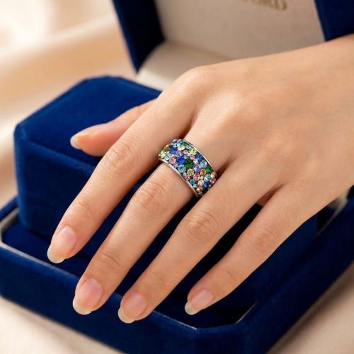 Сребърен пръстен с кристали от Sw® SP648 Multicolor