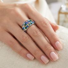 Сребърен пръстен с кристали от Sw® SP648 Multicolor Сребърен пръстен с кристали от Sw® SP648 Multicolor