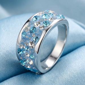 Сребърен пръстен с кристали от Sw® SP649 Deep Blue