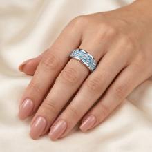 Сребърен пръстен с кристали от Sw® SP649 Deep Blue