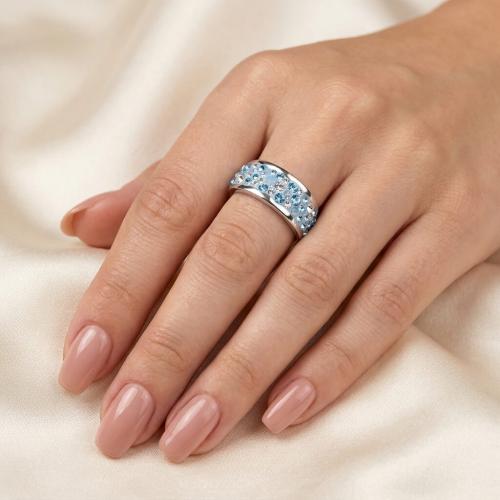 Сребърен пръстен с кристали от Sw® SP649 Deep Blue