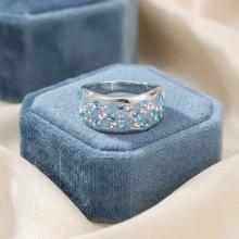 Сребърен пръстен с кристали от Sw® SP649 Deep Blue