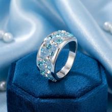 Сребърен пръстен с кристали от Sw® SP649 Deep Blue