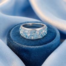 Сребърен пръстен с кристали от Sw® SP649 Deep Blue