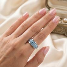 Сребърен пръстен с кристали от Sw® SP649 Deep Blue