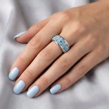 Сребърен пръстен с кристали от Sw® SP649 Deep Blue