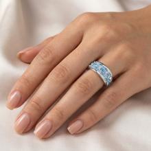 Сребърен пръстен с кристали от Sw® SP649 Deep Blue