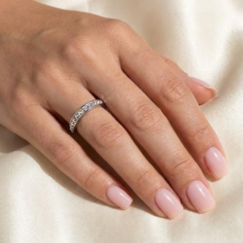 Сребърен пръстен с кристали от Sw®  SP652 AB Crystal