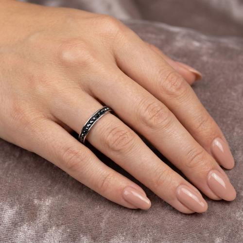 Сребърен пръстен с кристали от Sw®  SP652 Hematite