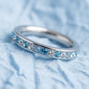 Сребърен пръстен с кристали от Sw®  SP652 Deep Blue