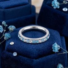 Сребърен пръстен с кристали от Sw®  SP652 Deep Blue