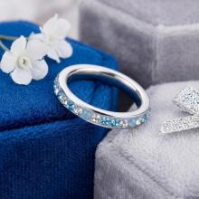 Сребърен пръстен с кристали от Sw®  SP652 Deep Blue