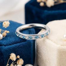 Сребърен пръстен с кристали от Sw®  SP652 Deep Blue