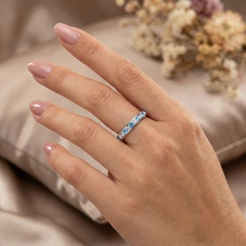 Сребърен пръстен с кристали от Sw®  SP652 Deep Blue