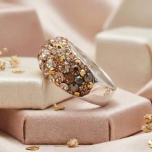 Сребърен пръстен с кристали от Sw® SP653 Gold Topaz Сребърен пръстен с кристали от Sw® SP653 Gold Topaz