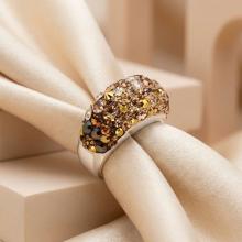 Сребърен пръстен с кристали от Sw® SP653 Gold Topaz Сребърен пръстен с кристали от Sw® SP653 Gold Topaz