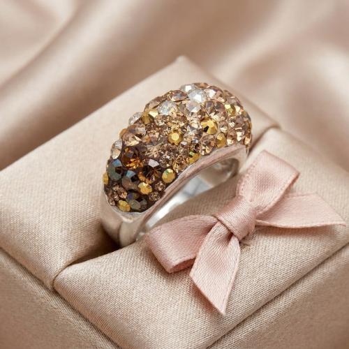 Сребърен пръстен с кристали от Sw®  SP653 Gold Topaz