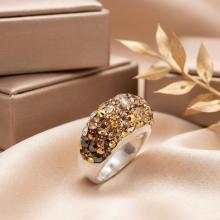 Сребърен пръстен с кристали от Sw® SP653 Gold Topaz Сребърен пръстен с кристали от Sw® SP653 Gold Topaz