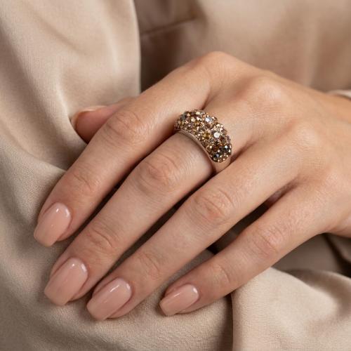 Сребърен пръстен с кристали от Sw®  SP653 Gold Topaz