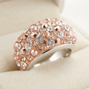 Сребърен Пръстен С Кристали От Sw® SP653 Peach Gold