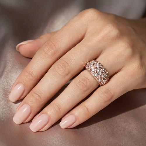 Сребърен Пръстен С Кристали От Sw® SP653 Peach Gold