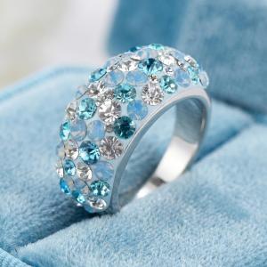 Сребърен пръстен с кристали от Sw® SP653 Deep Blue